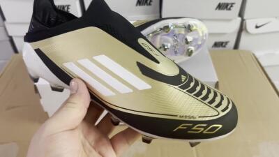 Adidas F50 Adizero Messi Laceless FG Football Boots - Gold/White/Black