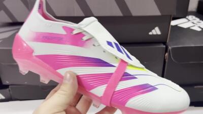 Adidas Predator Accuracy+ Laceless FG Football Boots - White/Pink/Purple